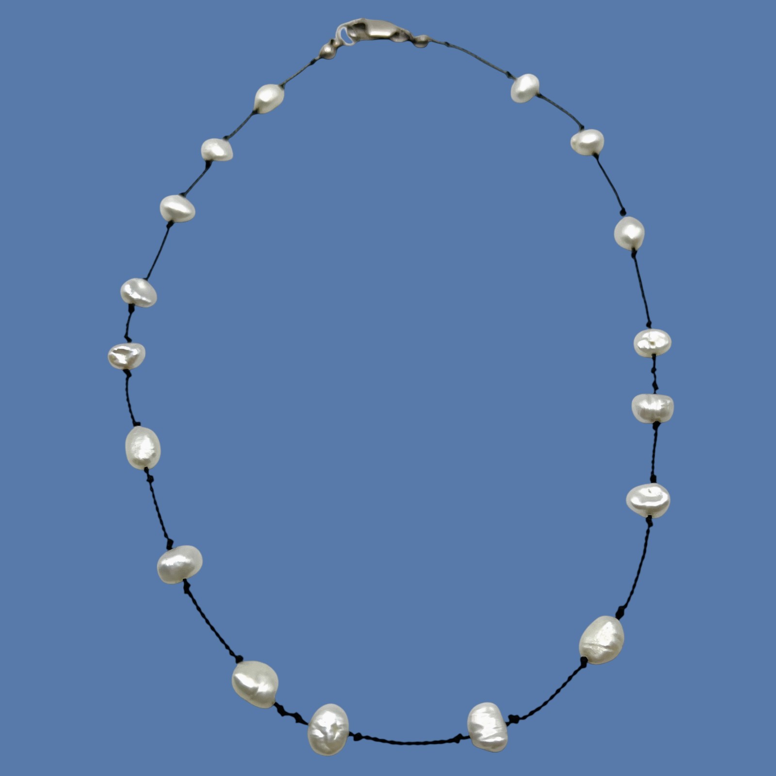 Baroque Freshwater Pearl Necklace Black Cord Casual Beach Cruise Minimalist Boho