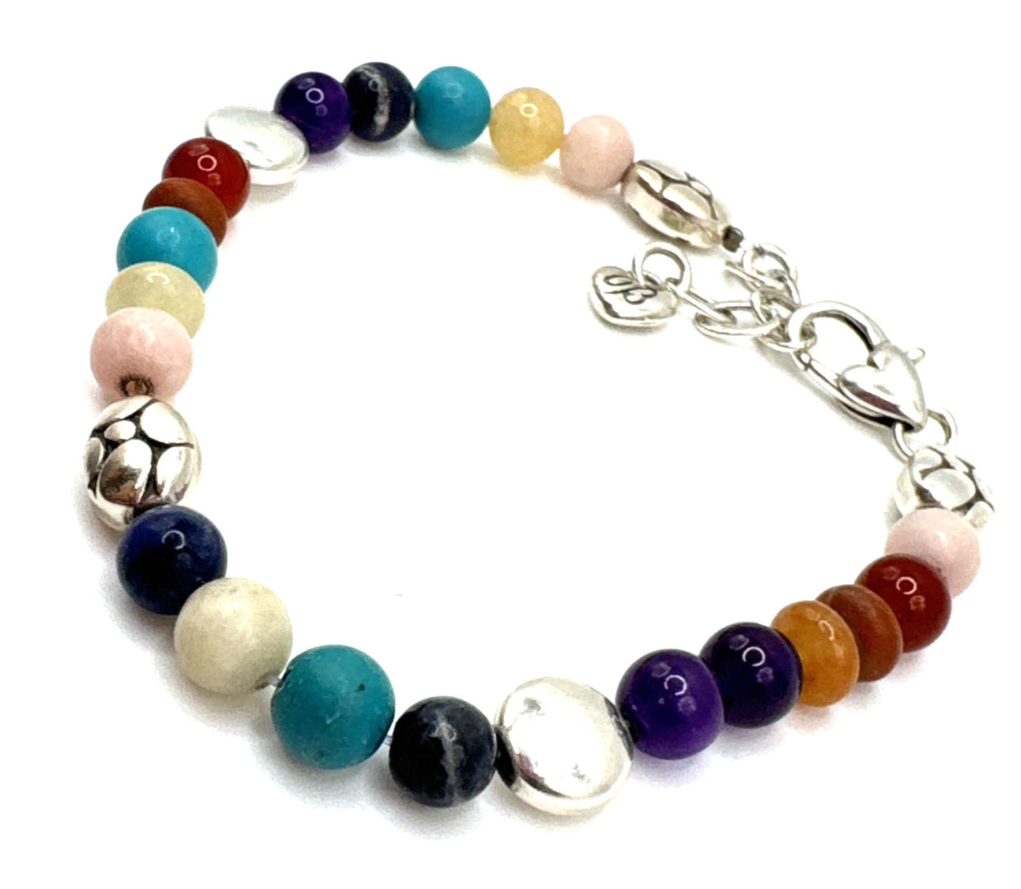 Brighton Contempo Splash Colorful Multi Beads Silver Bracelet 7.5-8.5 Inches