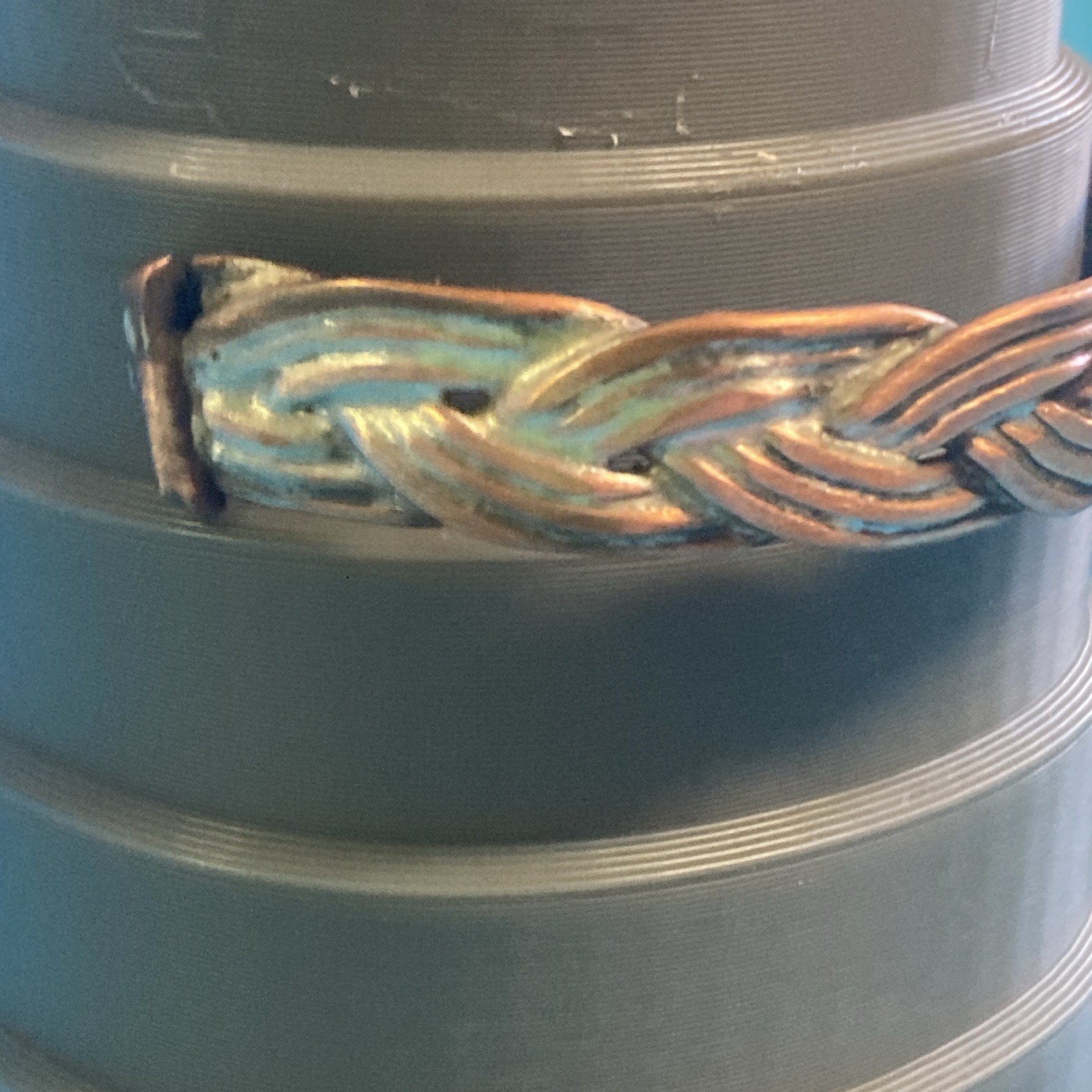 Copper Braided Metal Slip-On Cuff Bracelet, size 6 1/2 to 7 1/2 adjustable