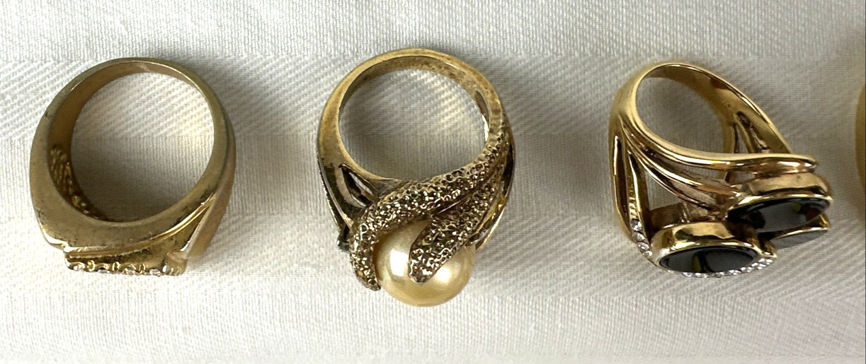 Fashion Ring Lot, 13 Different Rings of Various Designs and Sizes, Free Shipping