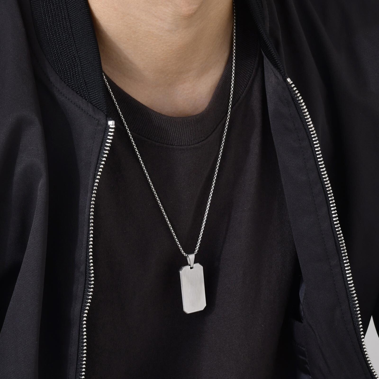 Stainless Steel Brother Dog Tag Necklaces Chain Free Custom Daily Wear Stylish
