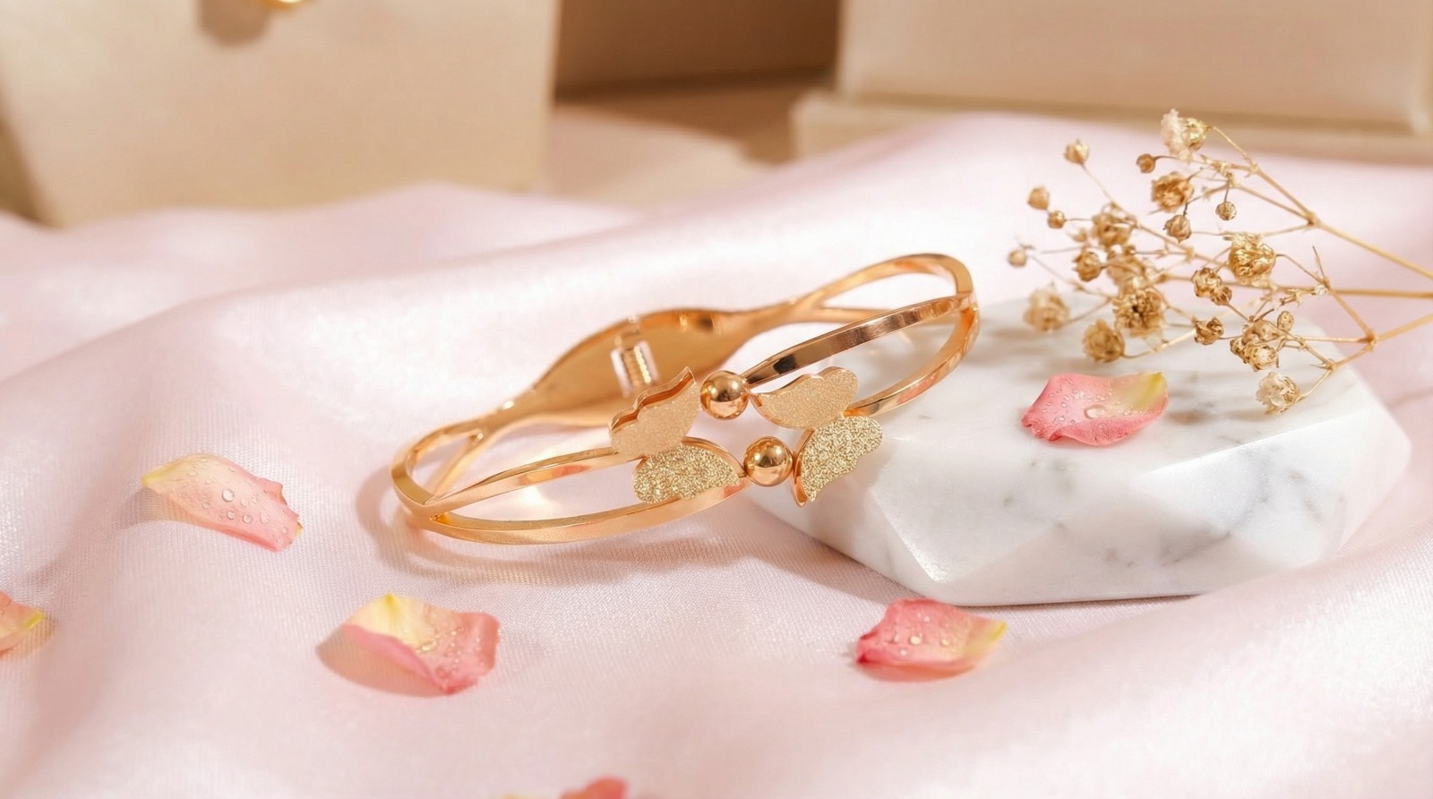 Gold Tone Butterfly Leaf Cuff Bracelet Open Bangle for Women Gift