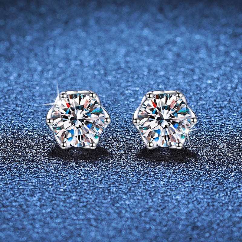 0.44 CT Lab Grown Diamond stud Earing for women 925 Silver 14k White Gold Plated