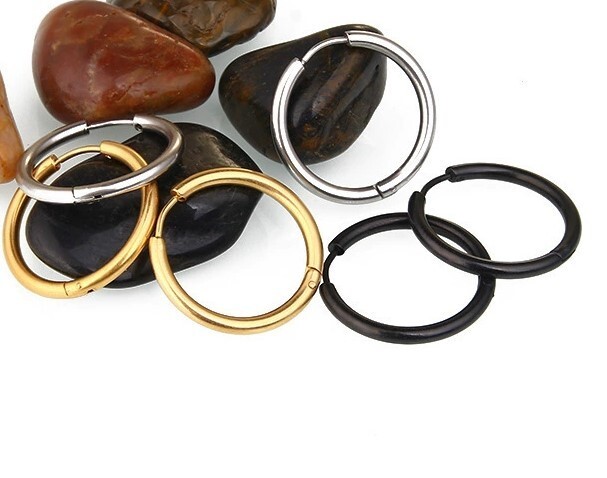 Titanium Steel Hoop Earrings Women Men Earrings Unisex Pair Thin Huggie