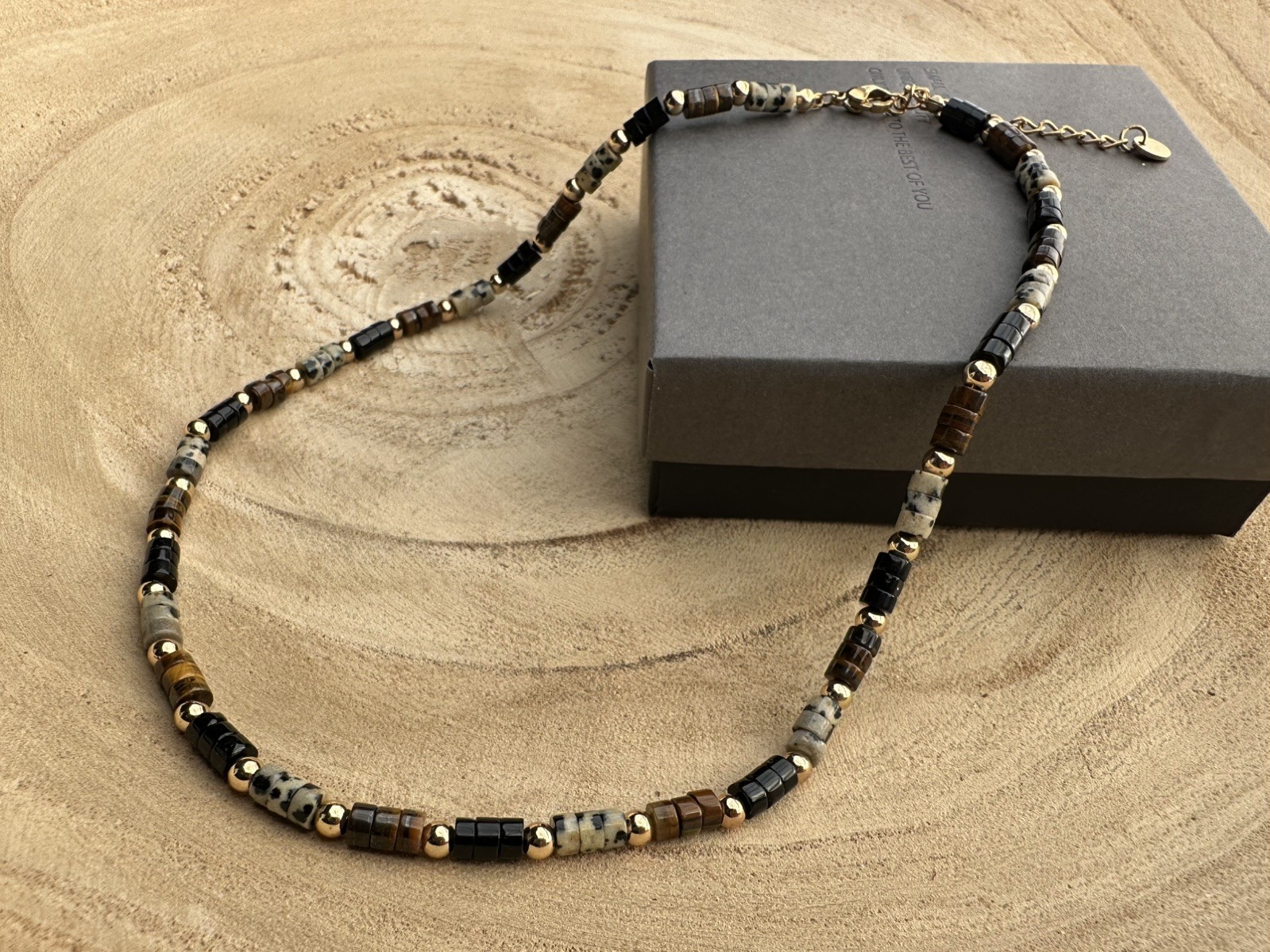Maillard Natural Tiger Eye, Spotted Stone, Gemstone, Beaded Necklace, Bohemian
