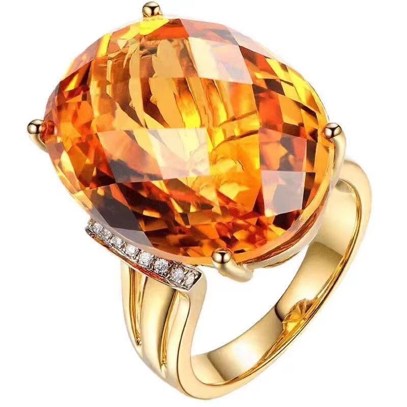 New Citrine Ring Lucky Transshipment Zircon Ring