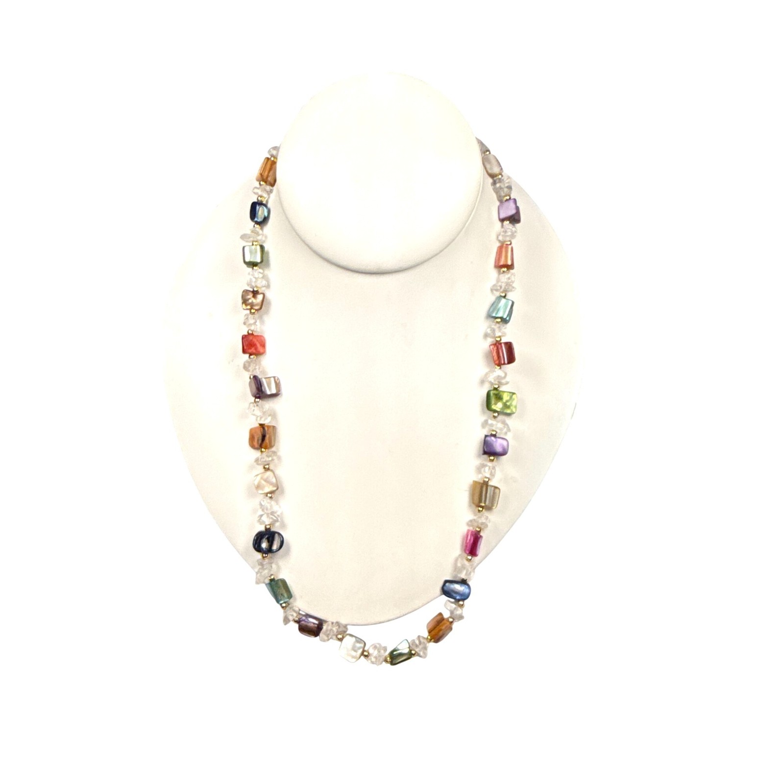 Multicolor Stone Beaded Necklace Barrel Clasp Gemstone Jewelry Bohemian