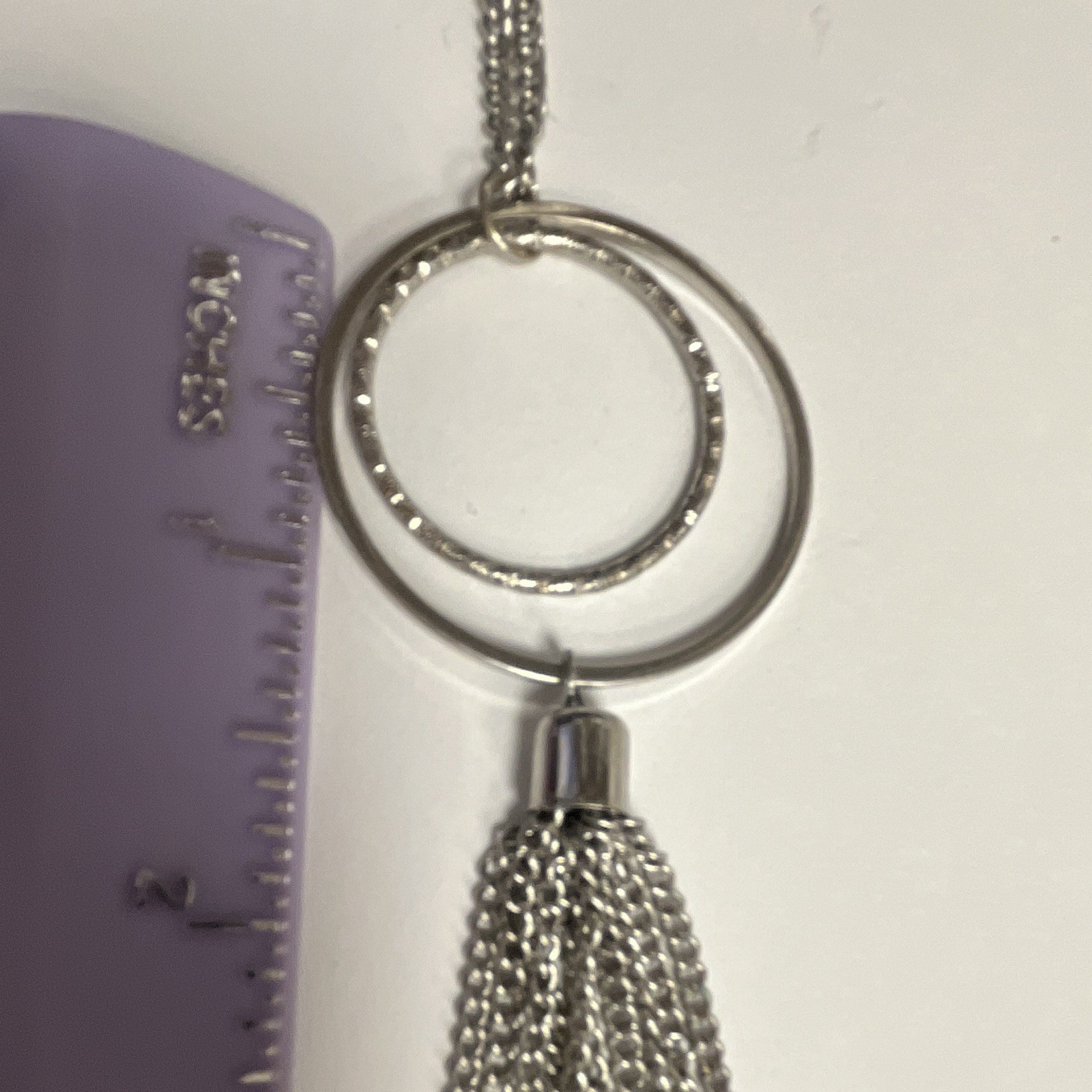 Silver Tone Metal Round Tassel Pendant Necklace Ball/Bead Chain Lobster