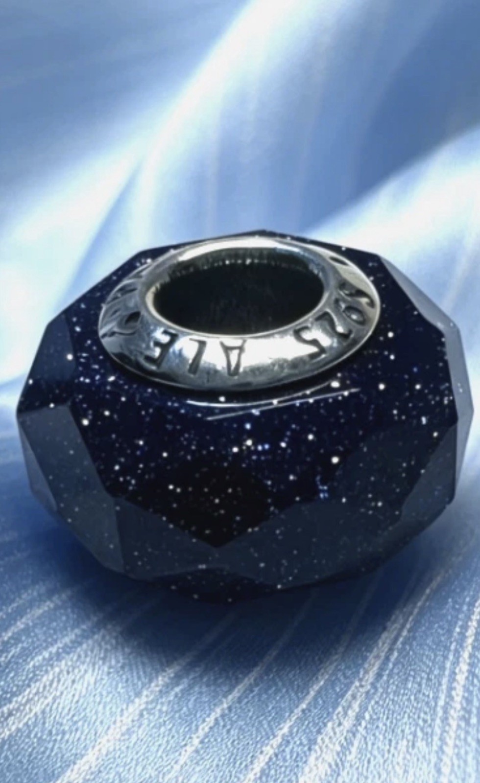 Pandora Midnight Blue Glitter Faceted Murano Glass Charm