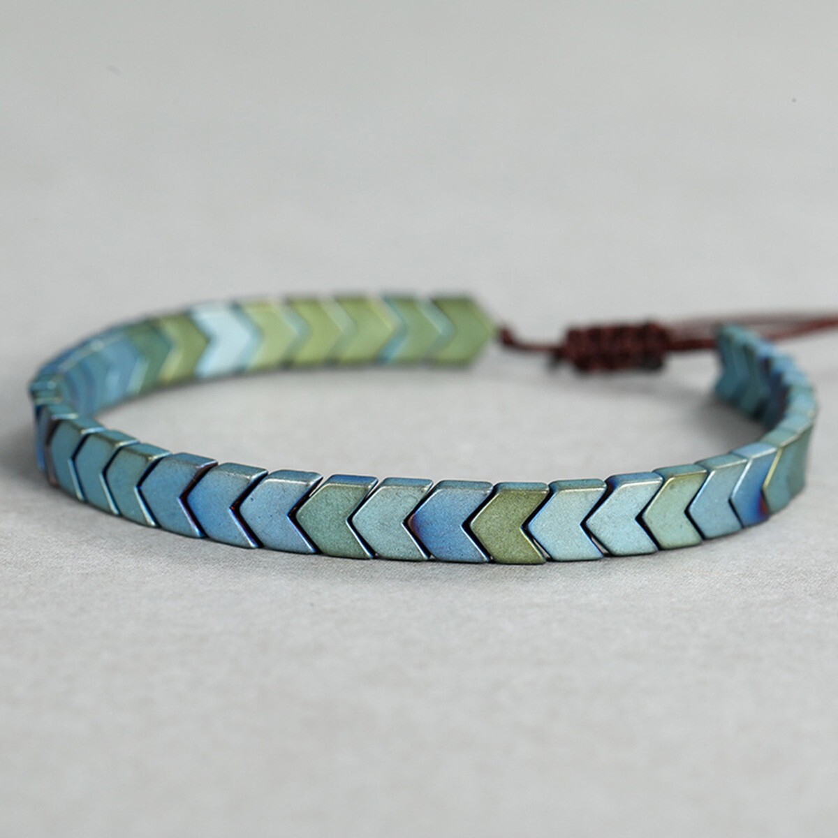 Natural Green Hematite Beads Dainty Bracelet Minimalist Healing Energy Gifts