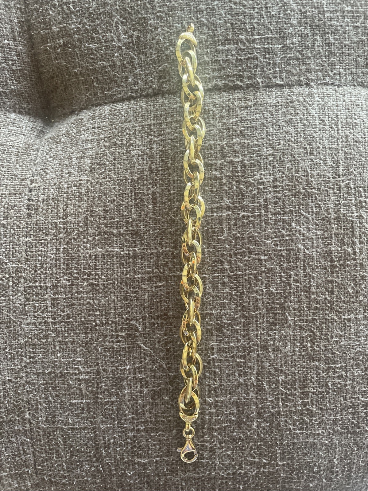 8” Goldtone Rope Link Bracelet interwoven chain bracelet Italy 925
