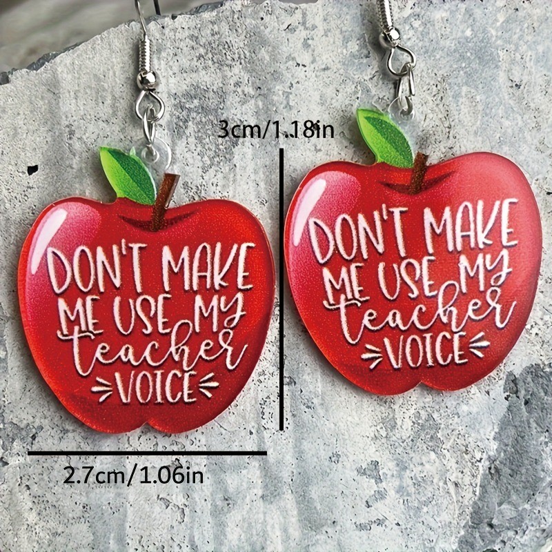 5 Pairs of Teacher-themed Acrylic Pendant Earrings, Featuring Color Palettes