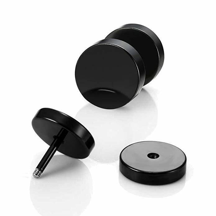 316L Stainless Steel Fake Cheater Screw Mens Ear Plug Earring Stud Stretcher US
