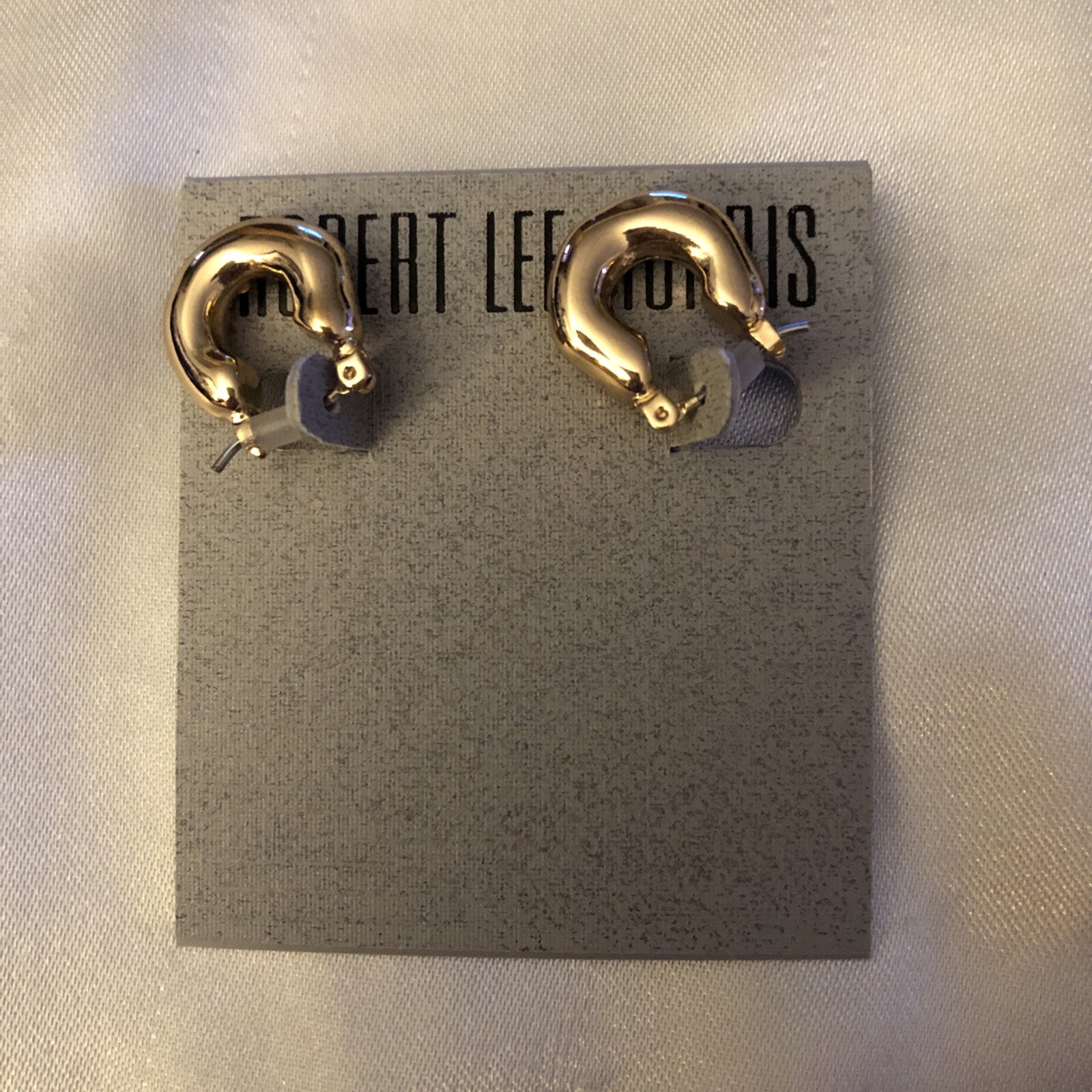 Robert Lee Morris Polished Gold Tone Chunky C-Shaped Small Hoop Earrings NWT