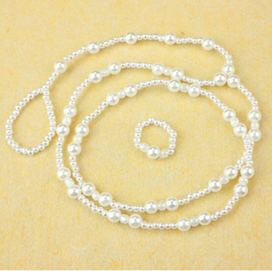 Pearl Barefoot Sandal Ankle Foot Bracelet Toe Ring Anklet Set Stretchy Summer