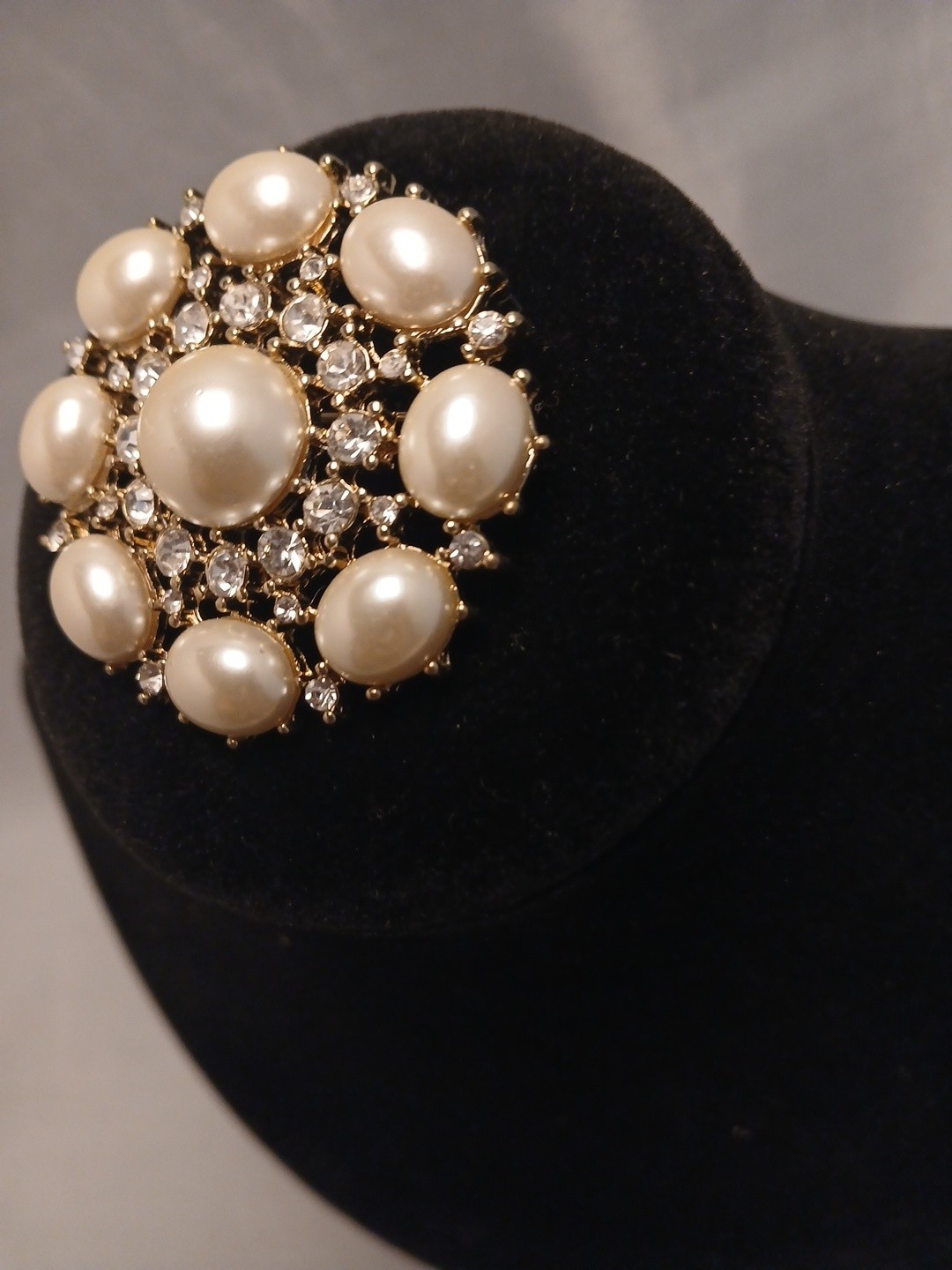 Monet Faux Pearl And Rhinestone Broch