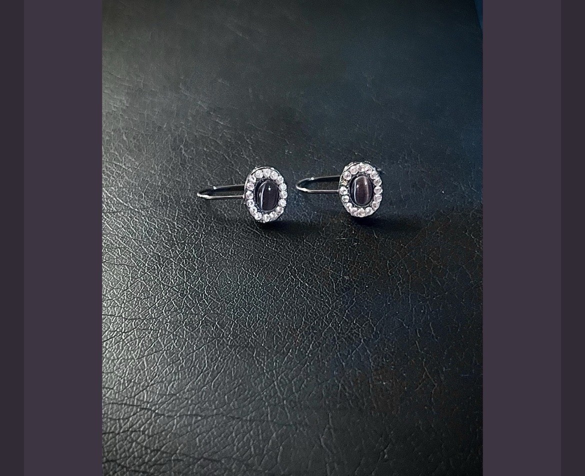 Austrian Blue Zircon Halo Dangle Earrings