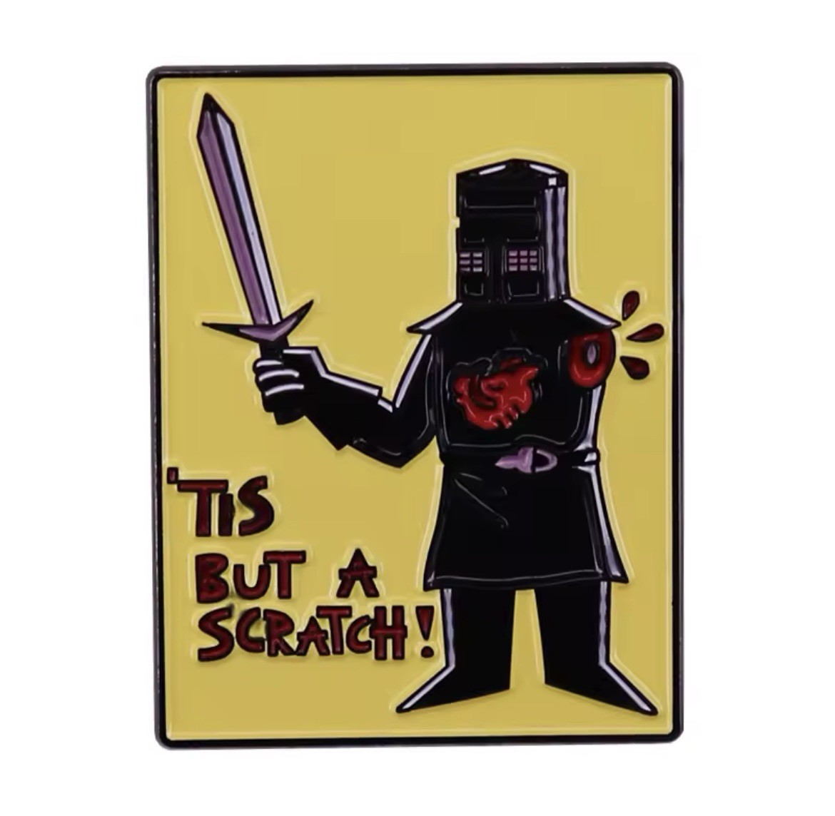 Holy Grail Knight Style 1pc Pin Rubber Backer Tis But Scratch Pin FREE SHIPPING