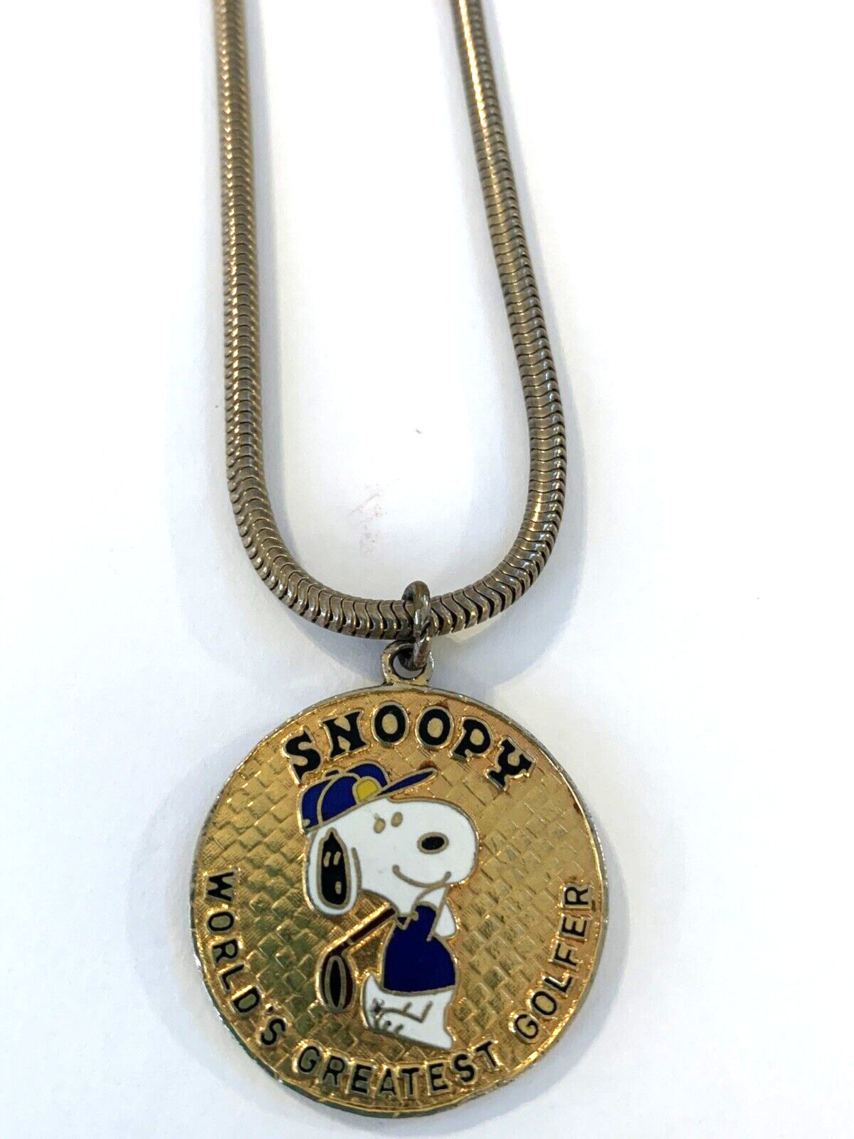 Snoopy Worlds Best Golfer VTG Necklace Aviva Cloisonne Taiwan United Features