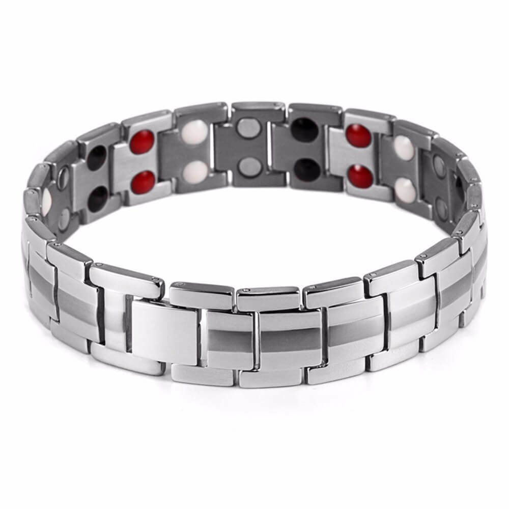 Silver Magnetic Bracelet Therapy Arthritis Pain Relief 4 Element Energy Stress