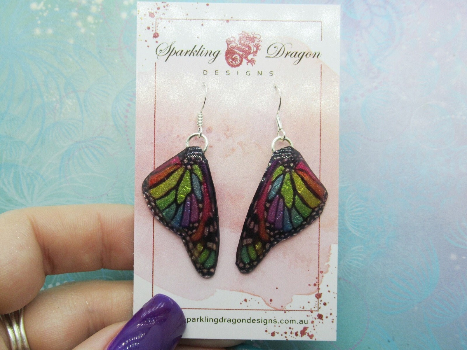 Butterfly Earrings Stained Glass Rainbow – Fairy Jewellery, Gift for her Fairy