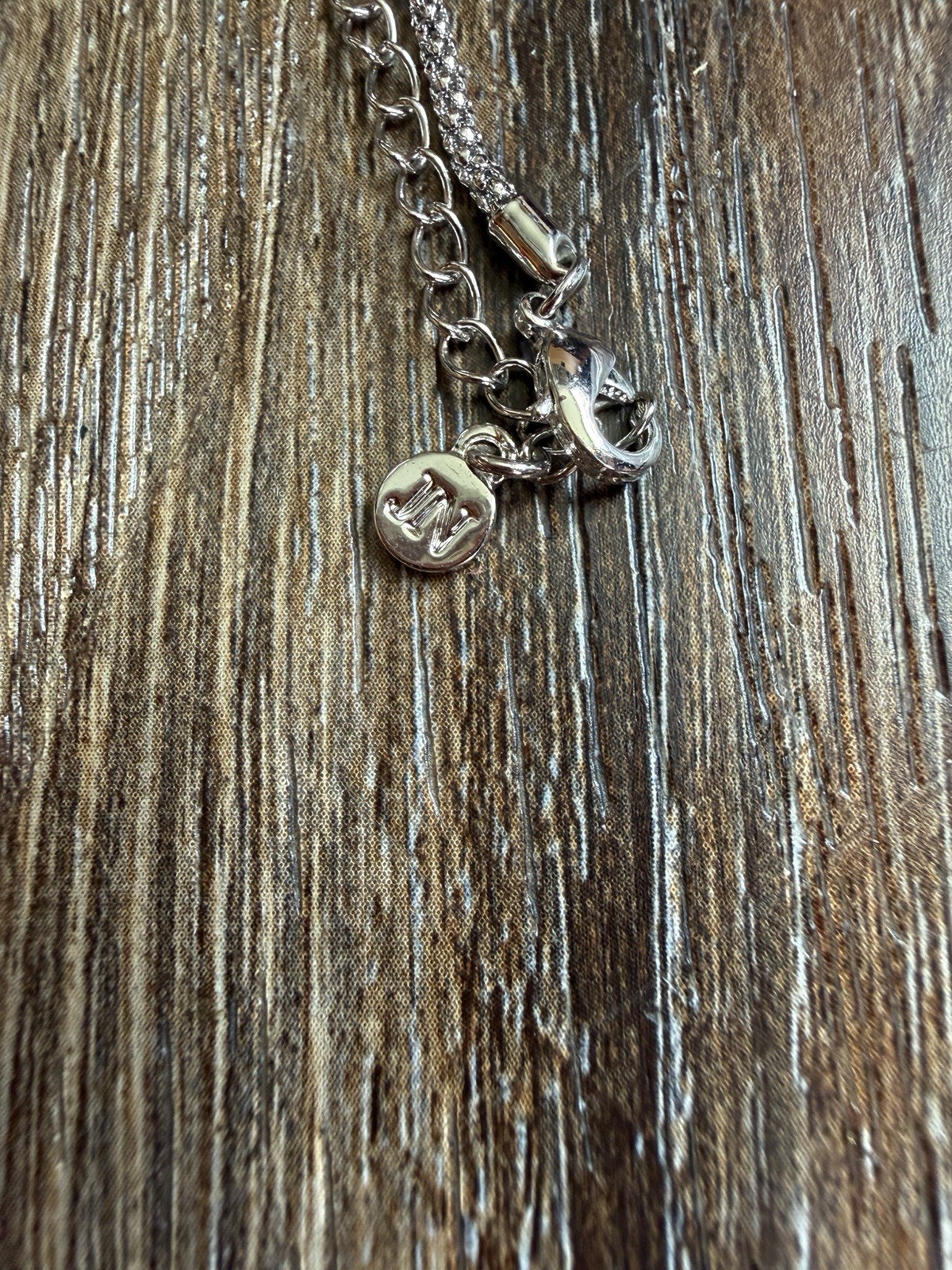 Silver Tone Teddy Bear Charm Pendant Necklace Simulated Crystal Rhinestone