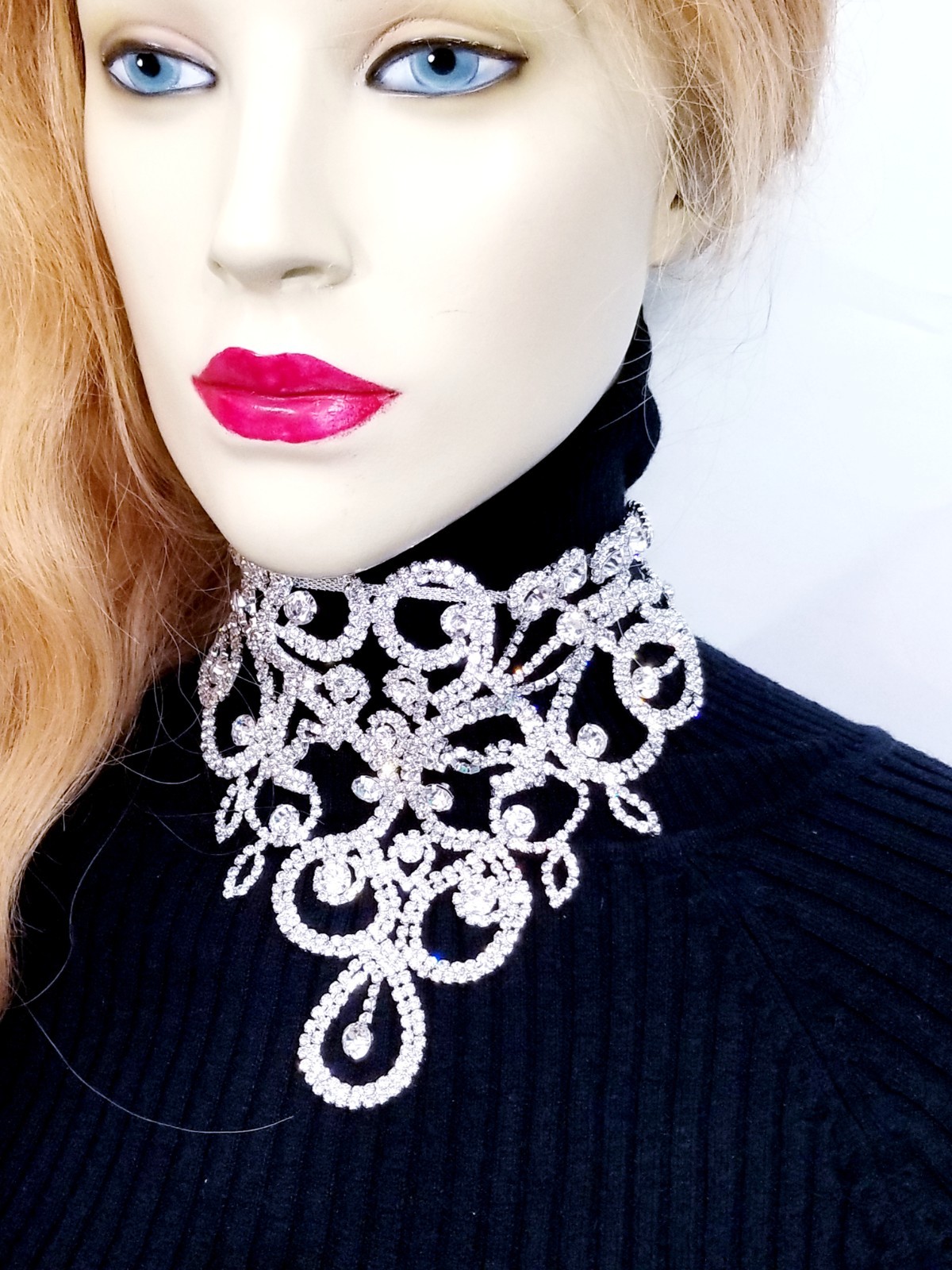 Clear Crystal Choker Rhinestone Crystal Necklace Bridal Prom Pageant Jewelry