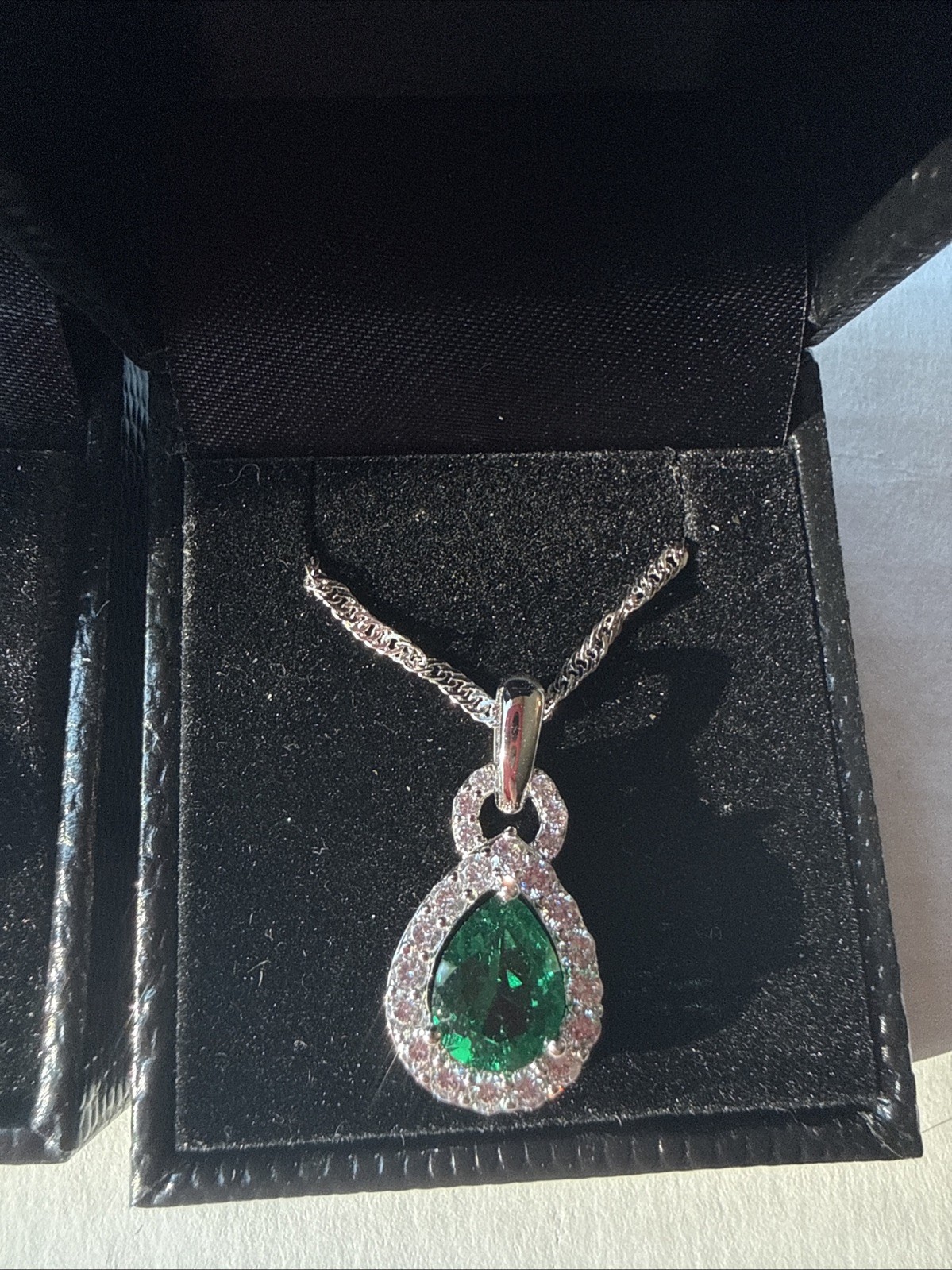 Gold Coast Platinum Plated Emerald Green CZ Necklace And Earrings Set
