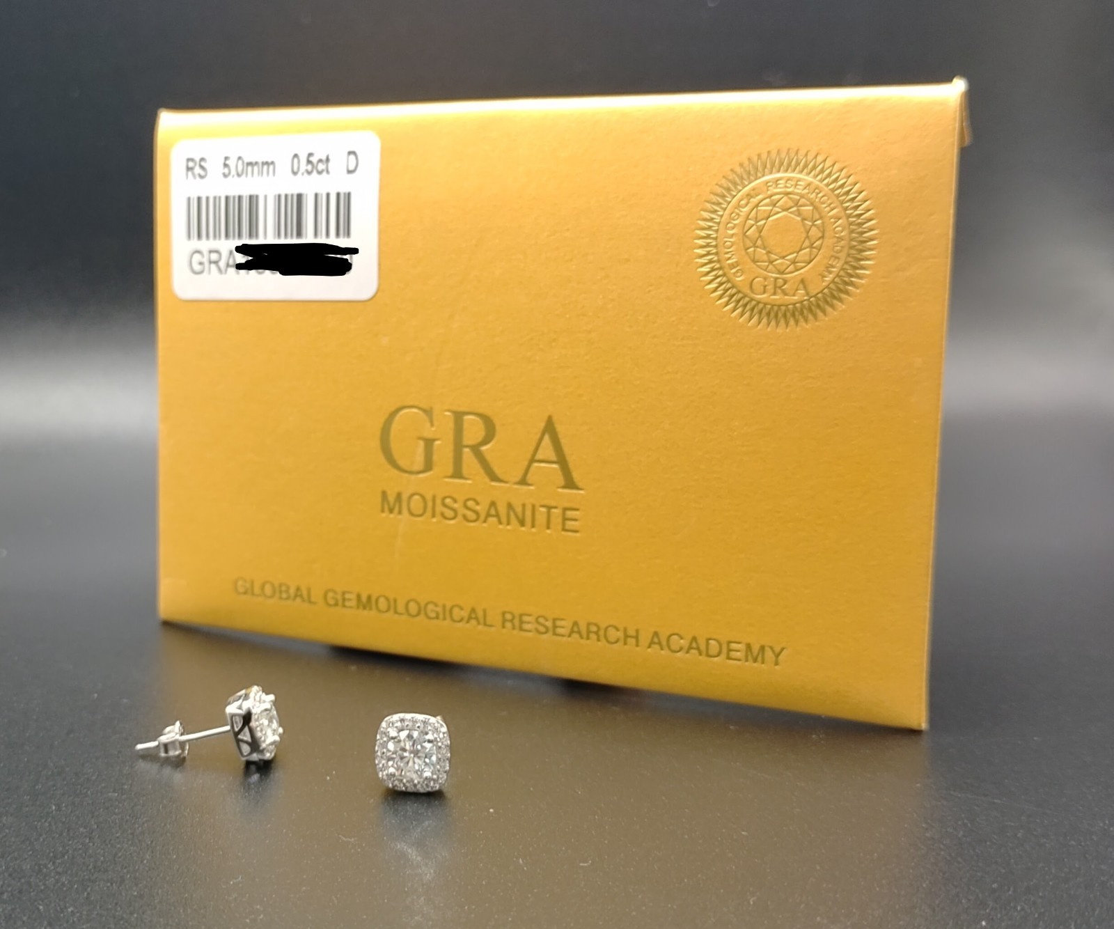 1.0 ct Moissanite Square Halo Stud Earrings | S925 | GRA Certificate & Warranty