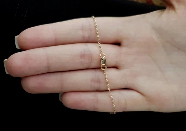 1 Ct Bezel Set Simulated Diamond Solitaire Chain Bracelet 14K Yellow Gold Plated