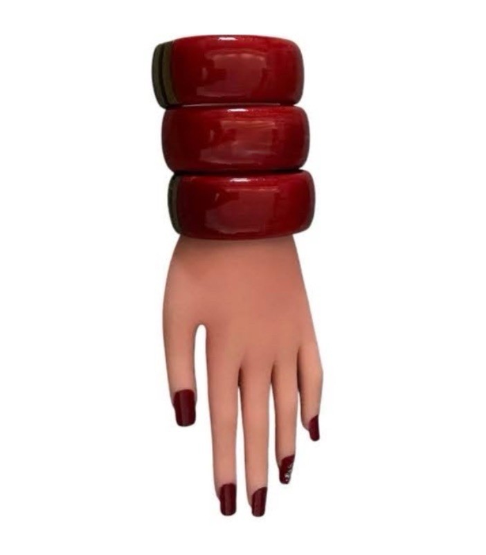 Premier Designs Piper Resin And Wood Hinged Bangle(Set Of 3) 7.25in