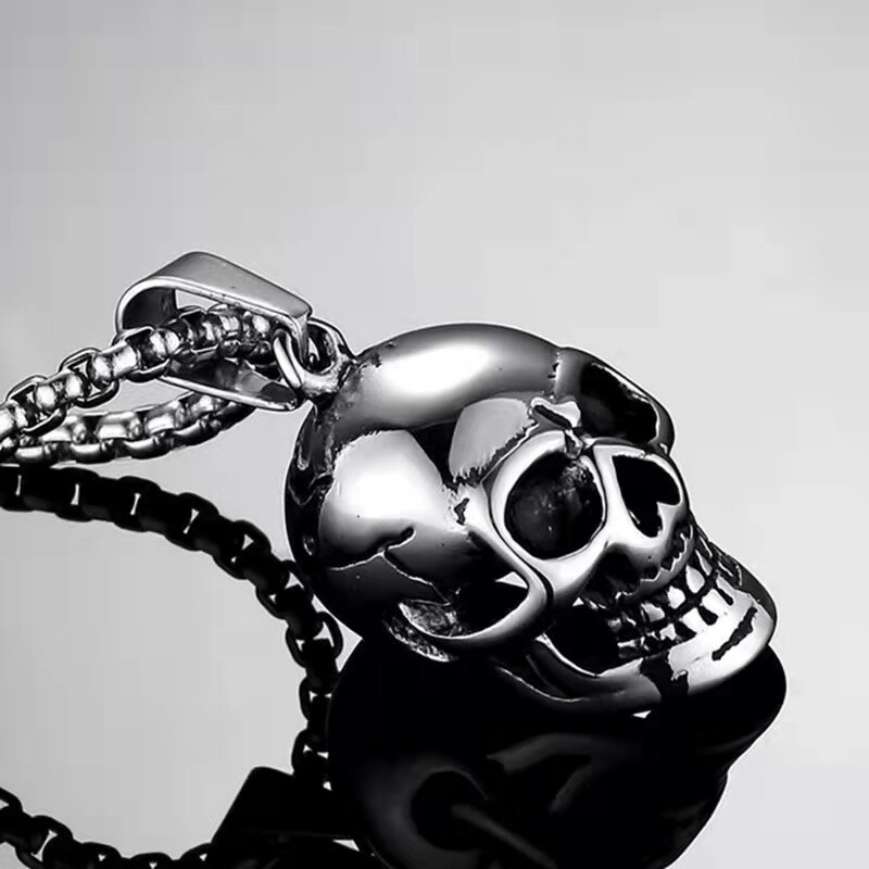 Skeleton Skull Pendant Necklaces Earrings Set Ghost Head for Couple Hip Hop Jewe