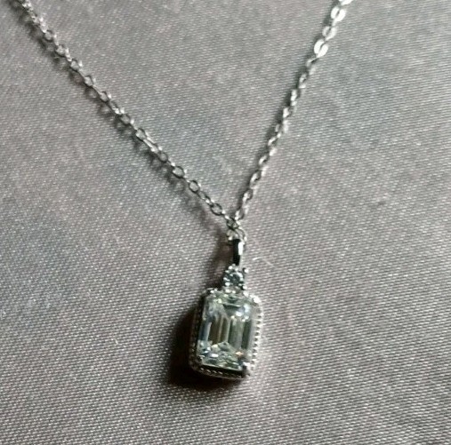 Solid Silver Stamped 925 necklace 18″ 1.0ct. Certified, GRA Certificate Incl.