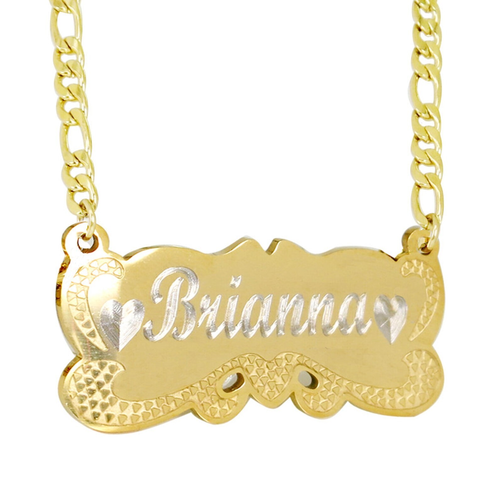 Personalized 14K Gold Plated Any Name Plate Script Chain Necklace 14 Styles