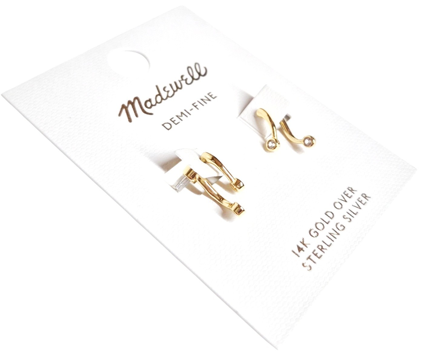 Madewell Demi Fine Crystal Twisted Front Back Earrings White Sapphire NY800 New