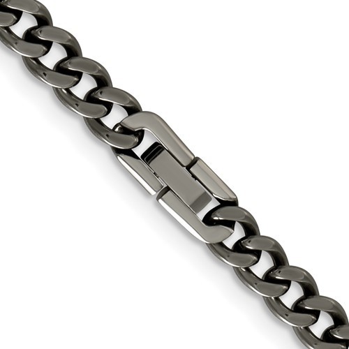 Men’s 7.5mm Titanium Polished Classic Curb Chain Necklace
