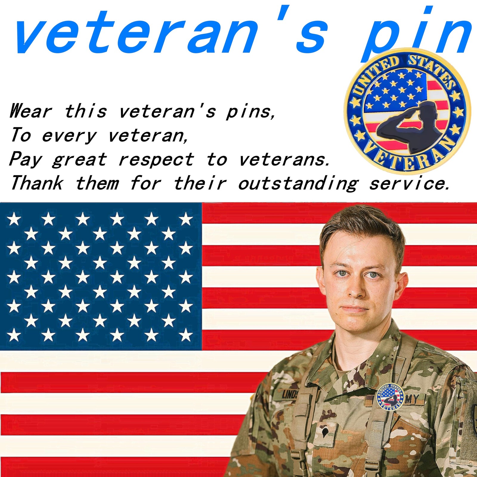 12/25/50/100 pieces Veterans Day pin round enamel Medium, Not Applicable