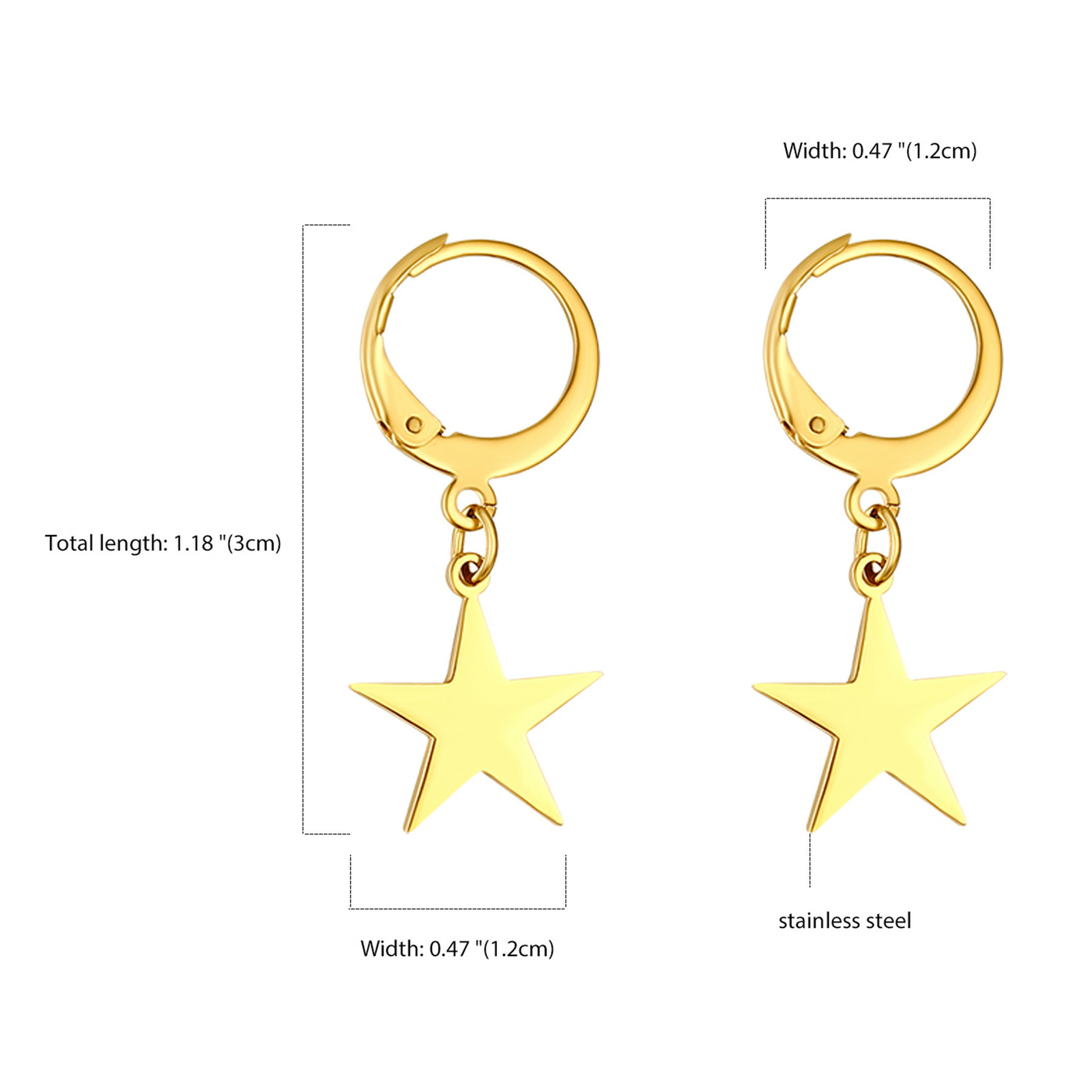 4/8 Pair Stainless Steel Moon Star Huggie Huggie Dangle Hoop Earrings Women Girl