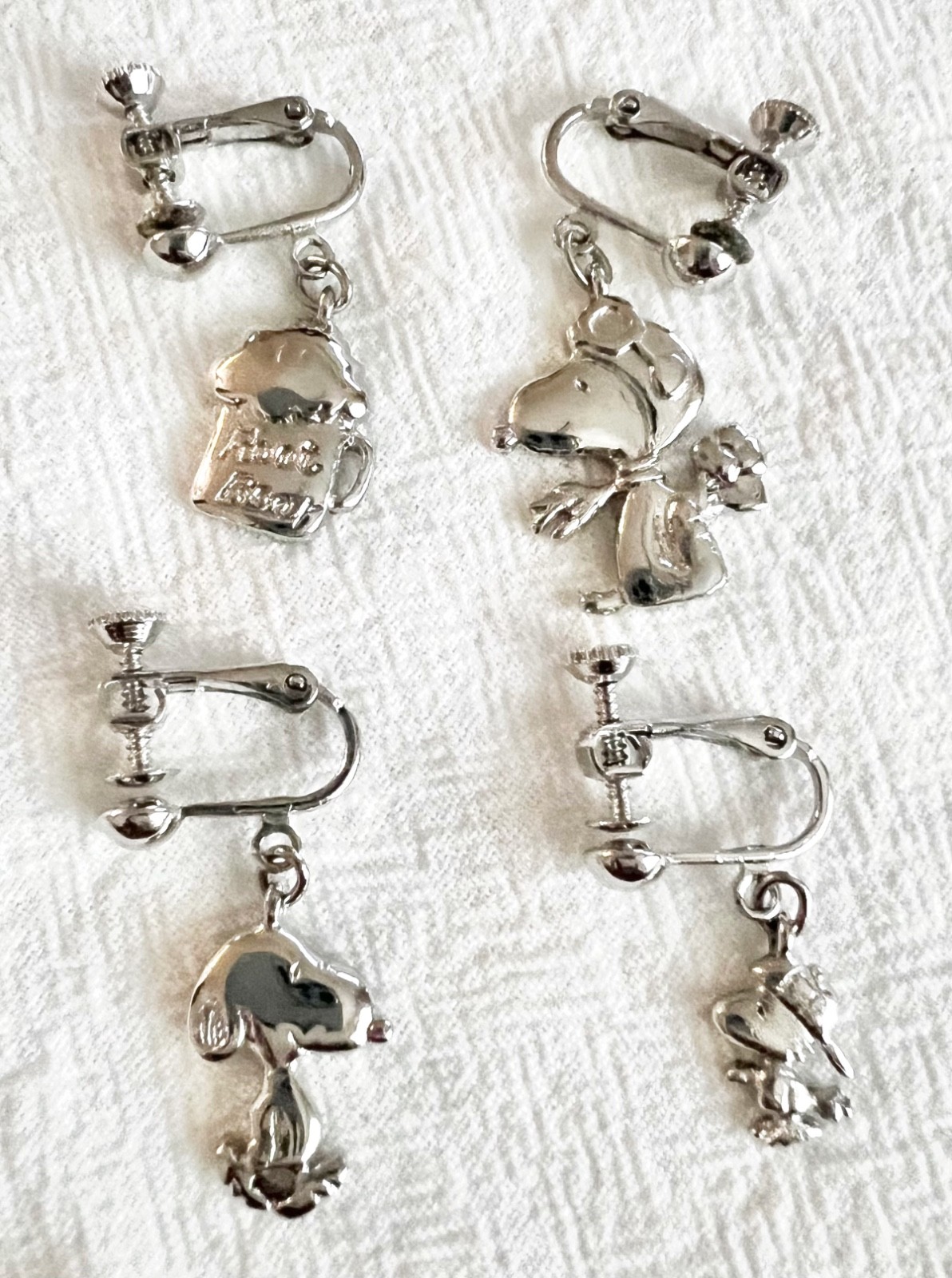 Peanuts Snoopy Joe Cool Woodstock Clip-On Earrings Set of 4 USJ Japan