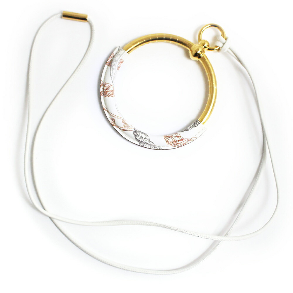 Hermes DELLA CAVALLERIA Loop Grand Vaux Swift Blanc White Pendant Necklace