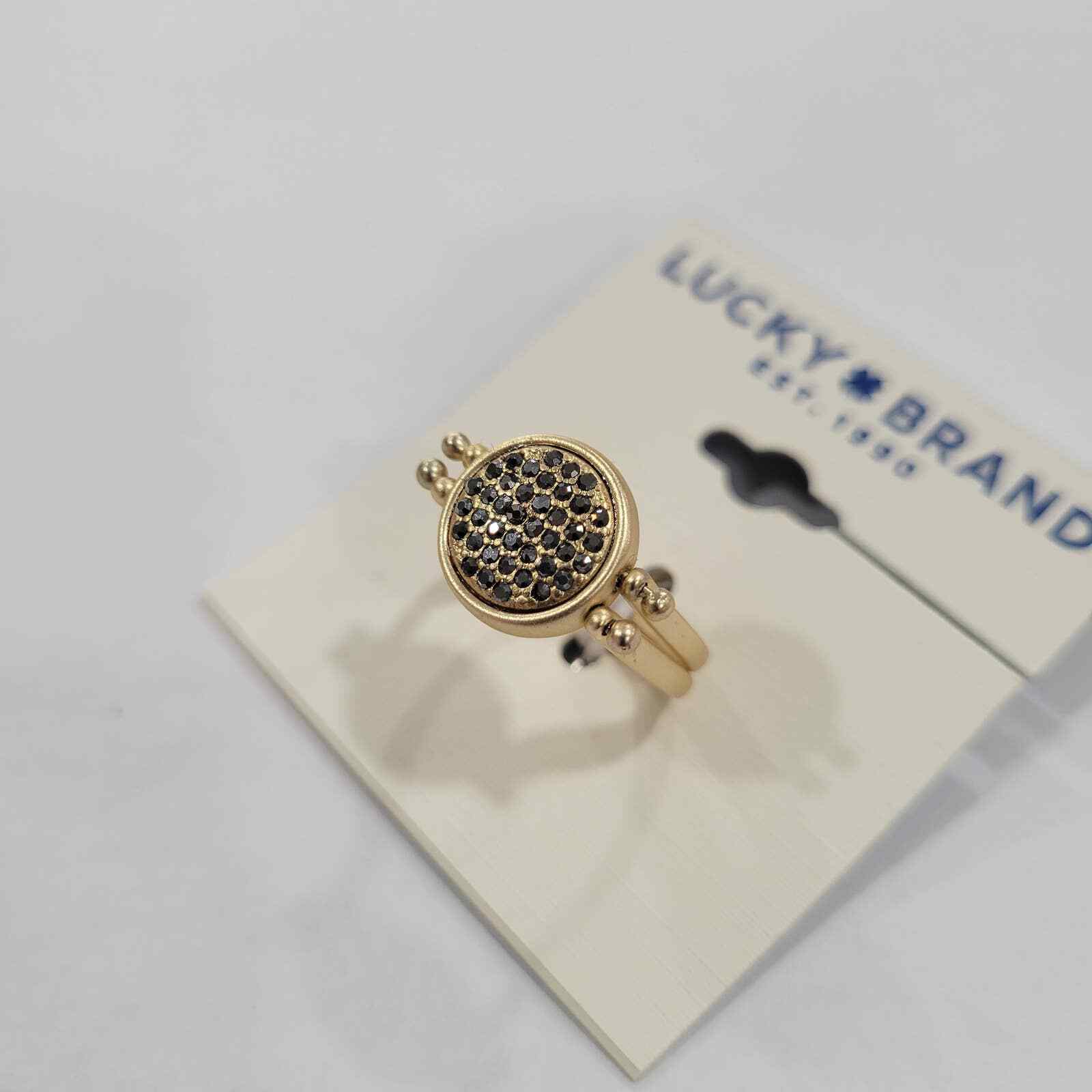 Lucky Brand Gold-Tone Pave Circle Statement Ring NWT Size 7