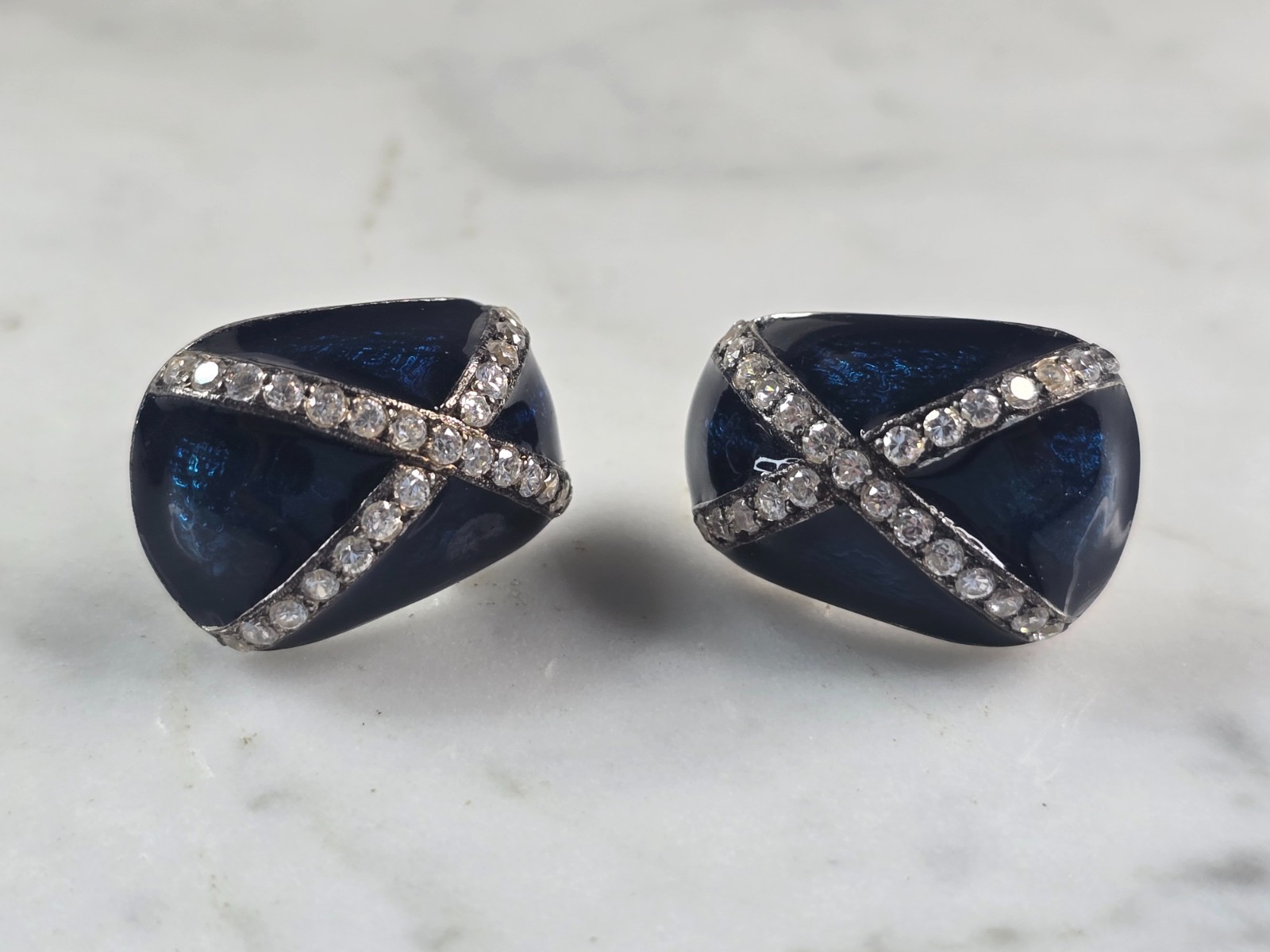 Womens Vintage Estate Sterling Silver Enamel Earrings 15.7g E4684