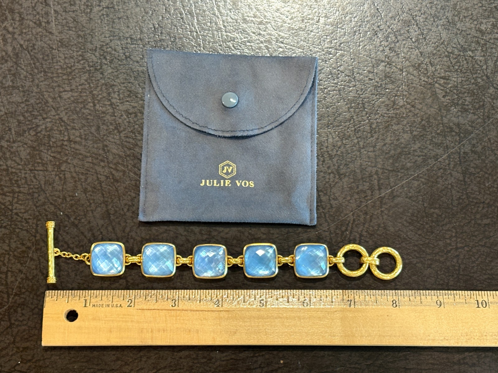 AUTHENTIC JULIE VOS CATALINA BLUE STONE BRACELET & BAG