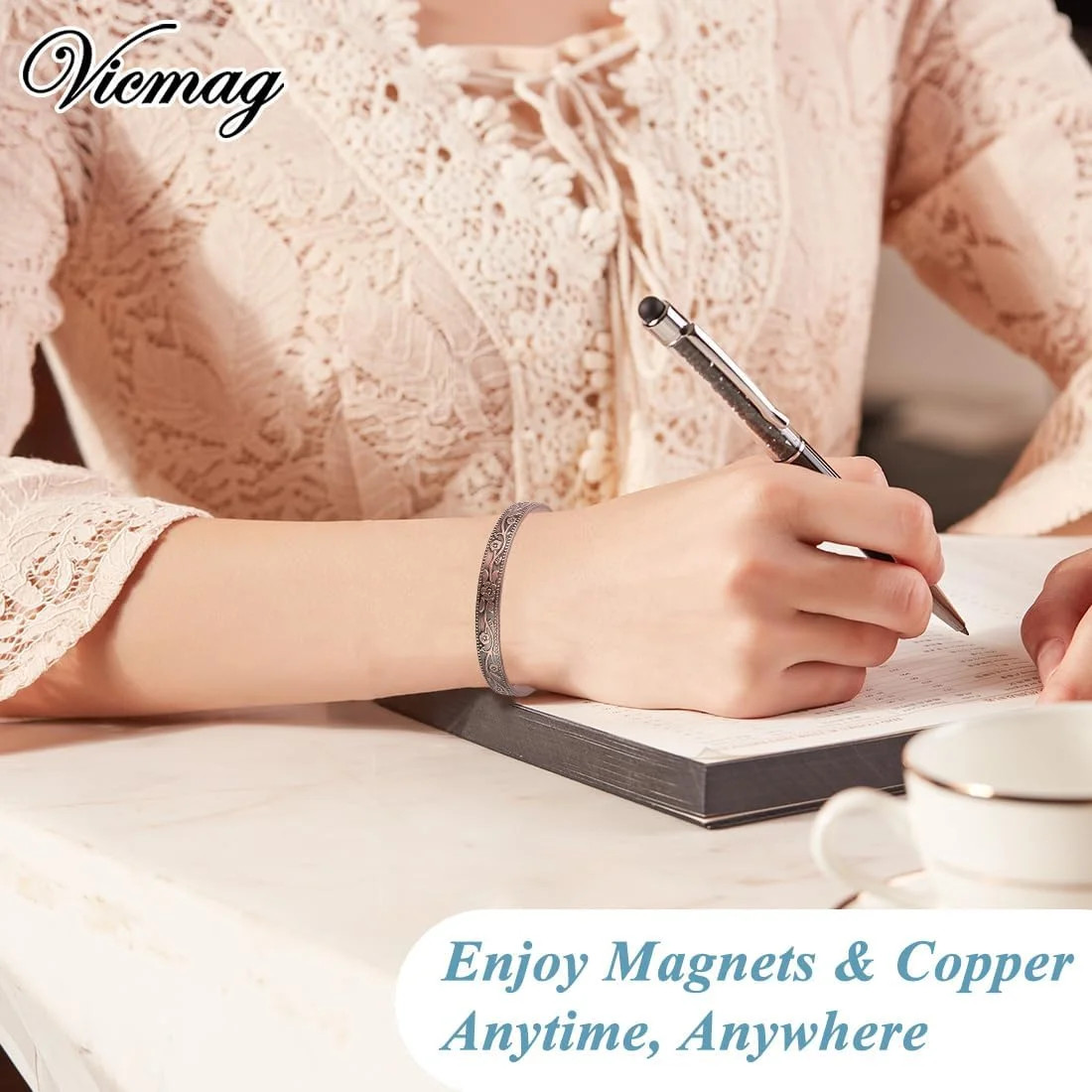 Vicmag Copper Magnetic Bracelet for Women Ultra Strength Magnetic Bracelets 99.9