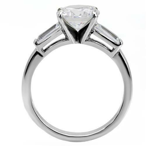 TK005 – High polished (no plating) Stainless Steel Ring with AAA Grade CZ in