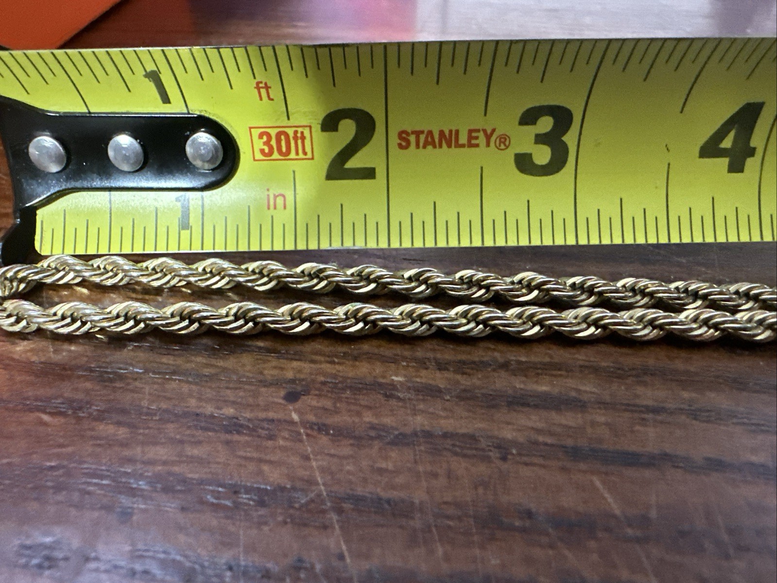 20 Inch Gold plated Rope Chain Necklace No Makers Mark Or Clasp (1)