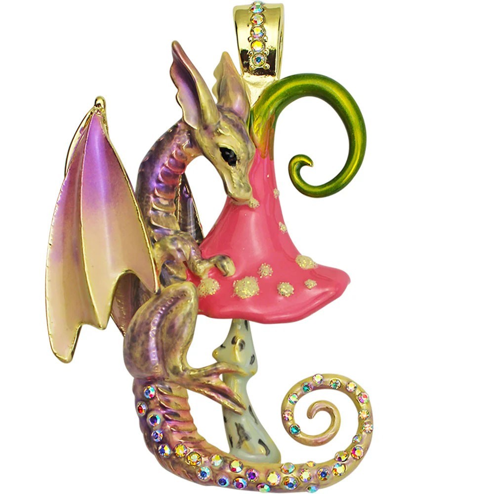 Kirks Folly Enchanted Forest Dragon Foldover Pendant goldtone