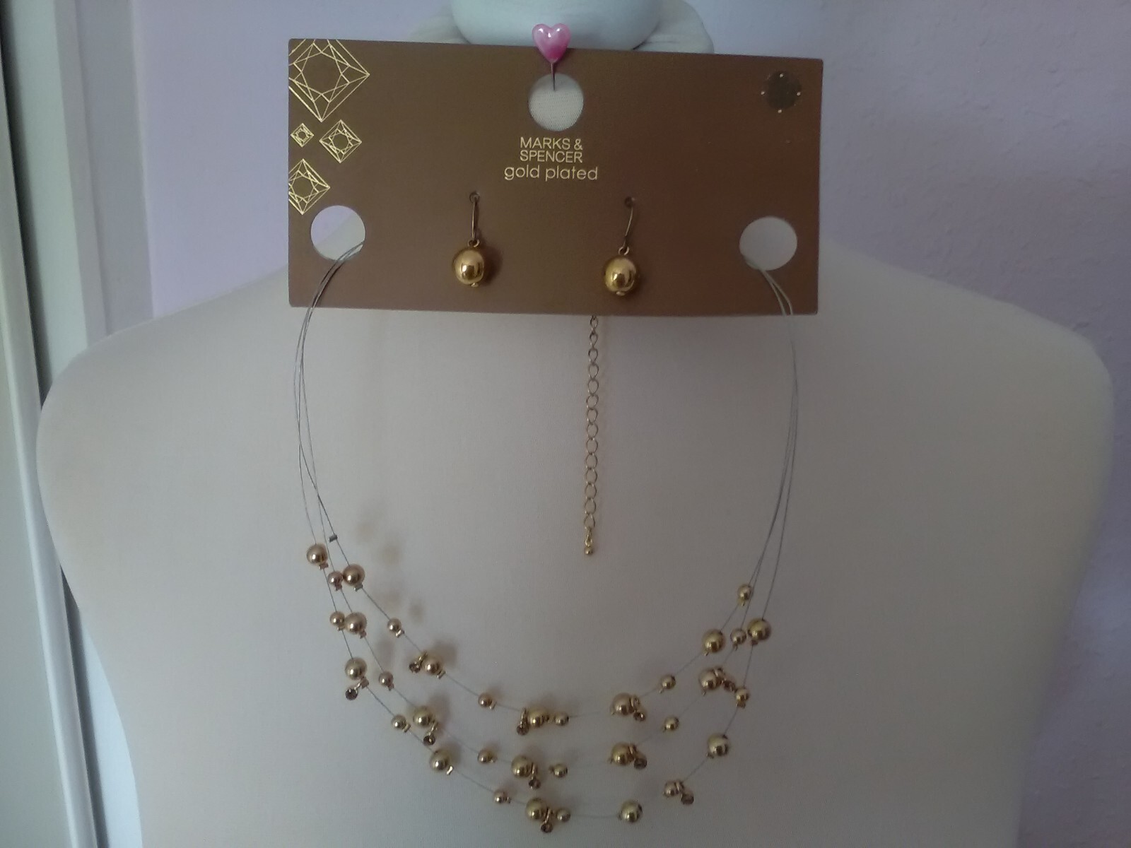Necklace & Earring Set, Vintage M&S Gold Plated (for pierced ears). New Other