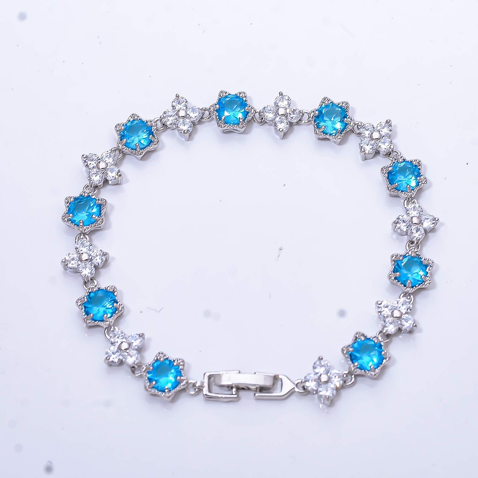 London Blue Topaz & Cubic Zirconia 925 Sterling Silver Tennis Bracelet 8.99″ B61