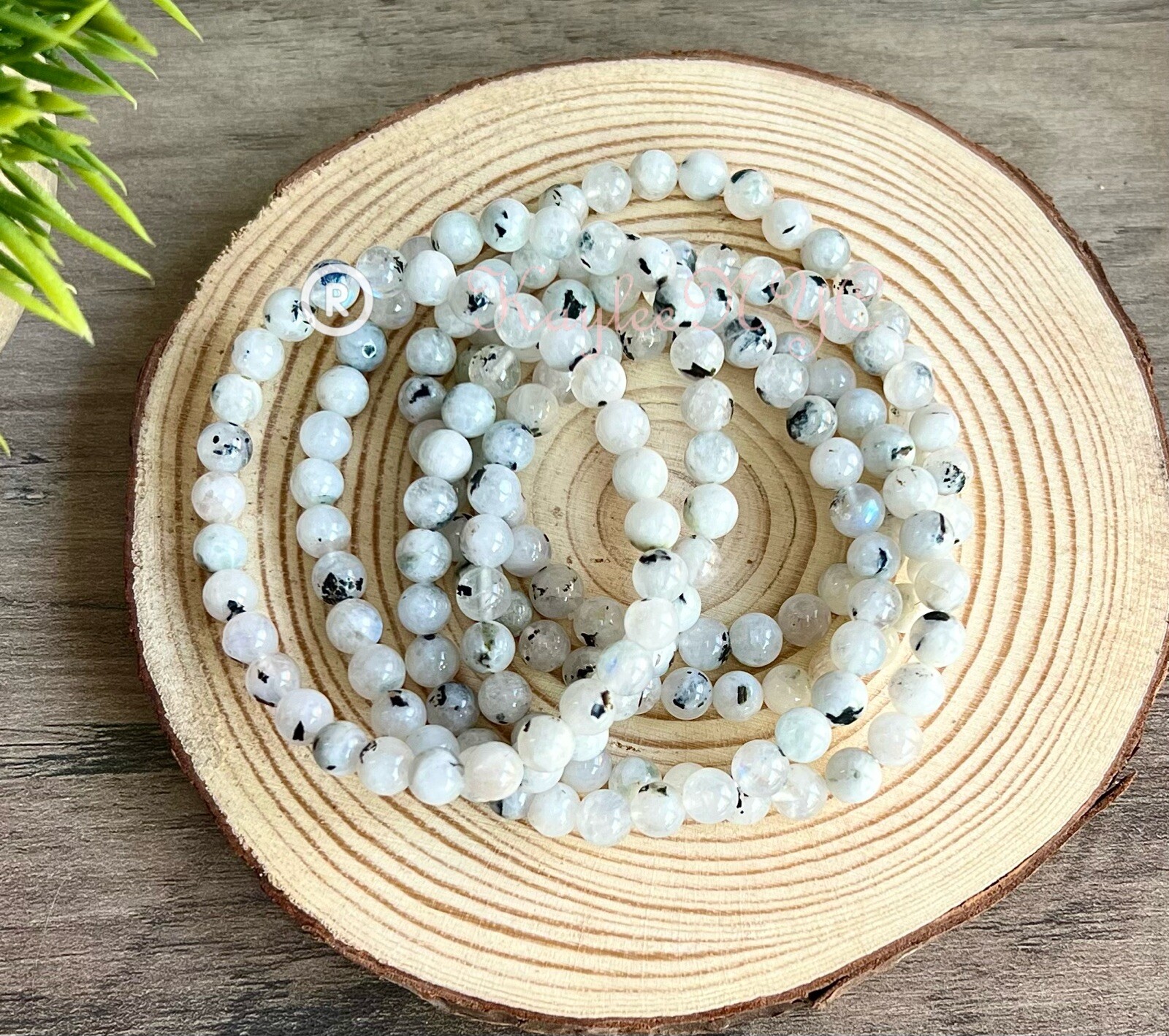 Wholesale Lot 6 Pcs Natural Rainbow Moonstone 6mm 7.5” Crystal Stretch Bracelet